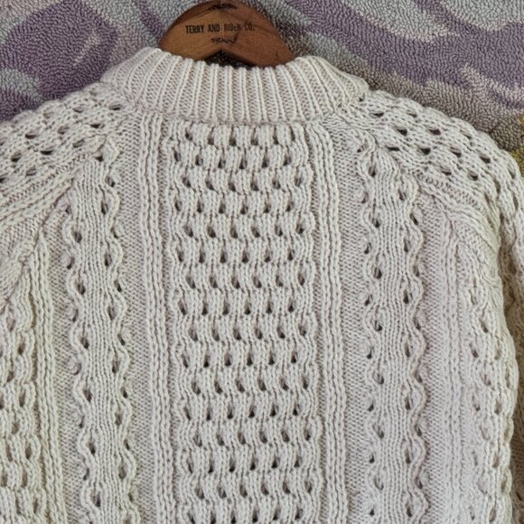 John Molloy Genuine Donegal Ireland Wool Womens Ivory Sweater Pullover Sz M - Picture 7 of 10